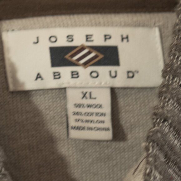 Joseph Abboud Brown Wool Sweater Cardigan Mock Neck Elbow Patch Long Sleeve Coat - Picture 9 of 12